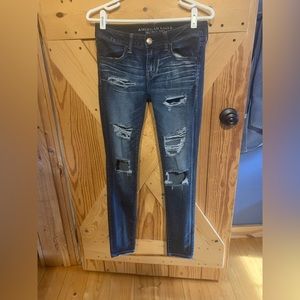 American eagle super stretch ripped jeans
